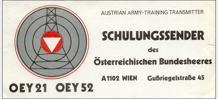 QSL OEY 21 Schulungssender des Österreichischen Bundesheeres