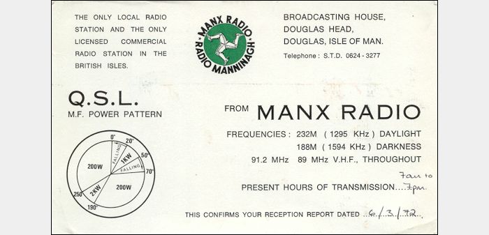 QSL Manx Radio