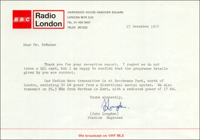 QSL BBC Radio London