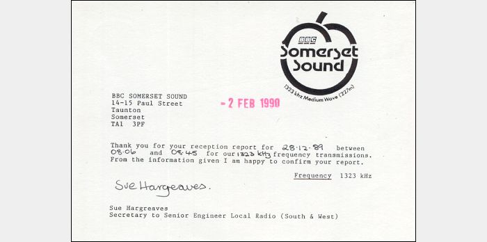 QSL BBC Somerset Sound
