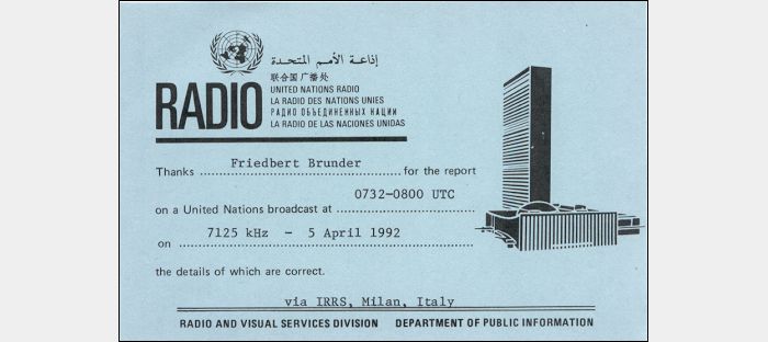 QSL United Nations Radio
