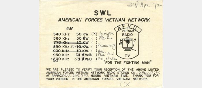 QSL American Forces Vietnam Network