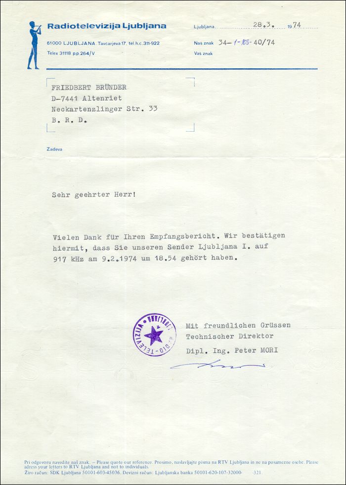 QSL Radiotelevizija Ljubljana